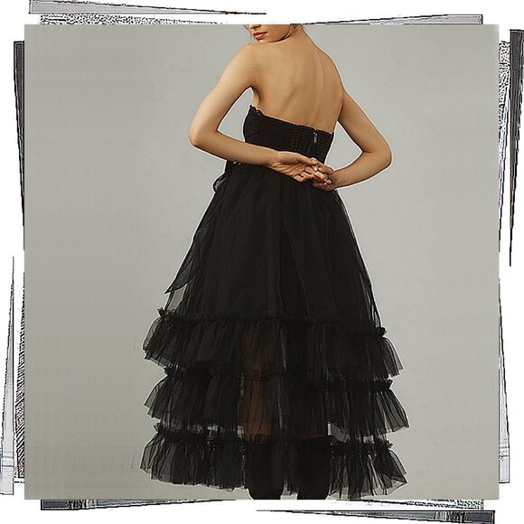 Anthropologie Black Strapless Tulle Dress - Picture 4 of 10
